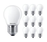 10 Pack - Philips Classic LED Opal Glass Golf Ball P45 Lamp 6.5W (60W) E27 ES Large Edison Screw | 2700k Warm White | 806 Lumen | 15000 Hours | Car Air Freshener Included | 80+ CRI