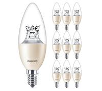 10 Pack - Philips Master LED Clear Candle B40 DimTone Lamp 8W (60W) E14 SES Small Edison Screw | 2200k to 2700k | 806 Lumen | 25000 Hours | Car Air Freshener Included | 80+ CRI