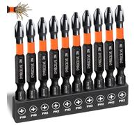 10-Pack Phillips Bits #2 Impact, 2-Inch Magnetic Phillips Head Drill & Screwdriver Bits, PH2 Premium S2 Steel 1/4" Hex Shank for Impact Drivers, Professional & DIY Use