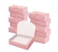 10 Pack Pink Gift Boxes with Lids, 16x16x5cm Cardboard Gift Box Bridesmaid Proposal Box with Gold Ribbon, Rectangular Party Favor Present Packaging Boxes for Wedding Birthday Christmas Festival