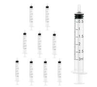 10 Pack Plastic Syringe without Needle, Sterile Syringe for Feeding, Liquid Measuring Tool for Lab, Watering, Refilling, Pet, Oil, Glue Applicator (3ml x 10)