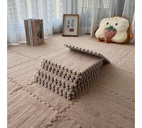 10 Pack Plush Foam Floor Mats Interlocking Splicing Tiles Soft Flannel For Surface Modular Carpet For Kids Playroom Bedroom Living Room Clean Custom Layout Decor 30x30cm(Light Brown)