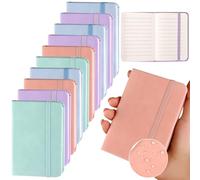 10 Pack Pocket Notebook Portable A7 Notebooks with Elastic Band Lined Paper Notepad, 200 Pages (100 Sheets) Soft & Durable PU Leather Cover Memo Notebook Bulk Note Pads (purple, blue, pink and green)