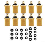 10 Pack Portable Gas Refill Adapters for Camping Stoves and Outdoor Cylinders, Copper Inflatable Valve Connectors for Hiking and Sports, Compact 17.5mm Design