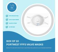 Portwest P301 Biztex P3V Particulate Respirator, Pack of 10