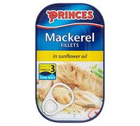 ( 10 Pack ) Princes Mackerel Fillets in Sunflower Oil 125g (Drained Weight 90g)