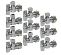[10-Pack] PROCURU Heavy Duty Angle Stop Valve 1/2" Nominal (5/8" OD) Compression x 3/8" OD, 1/4-Turn Operation (PCAS12-10P)