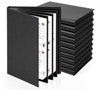 10 Pack PU Leather Menu Covers, 8 View Menu Holder for 8.5 x 11 Inch, Durable & Waterproof, Restaurant, Cafe, Bar Use, Professional Presentation, Black
