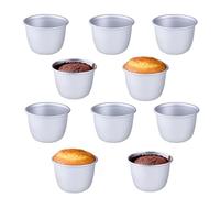 10 Pack Pudding Moulds, Mini Pudding Basins, Aluminium Baking Cups Nonstick Muffin Tin Dariole Moulds Egg Tart Mould Cups Cupcake Basins for Kitchen DIY Cooking (0.15L)