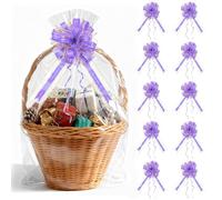 10 Pack Pull Bows,9.5" / 24cm Large Bow for Gift Wrapping,Party Wedding Ribbon Bows for Wrapping Boxes or Flower Decorations, Gift Decorations (Confession Light Purple)