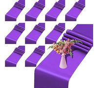 10 Pack Purple Table Runners 12 x 108 Inches Satin Bright and Smooth Silk Table Runner for Wedding, Birthday Party, Banquets, Graduations Decoration
