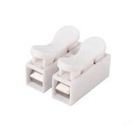 10-Pack Push-In Screwless Spring Clamp Terminal Block for 2-Wire or 3-Wire Connections, PE Insulated, Transparent, 10A Rated, 20-30 Wires Capacity (2 hole block)