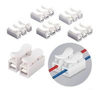 10-Pack Push-In Screwless Spring Clamp Terminal Block for 2-Wire or 3-Wire Connections, PE Insulated, Transparent, 10A Rated, 20-30 Wires Capacity (3 hole block)