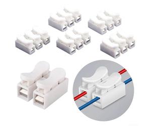 10-Pack Push-In Screwless Spring Clamp Terminal Block for 2-Wire or 3-Wire Connections, PE Insulated, Transparent, 10A Rated, 20-30 Wires Capacity (3 hole block)