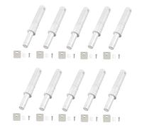 10 Pack Push to Open Door Catches, Push Door Closer Catches Latches Release, Magnetic Invisible Door Opener Press Device Hidden Rebound Cabinet Door Concealed Pull Free Handle, Short 73mm ，White