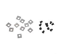 10 Pack R150 Square Carbide Inserts with Screws, 4-Edge Indexable Radius Tips, for Woodworking Planer Heads, and CNC Lathe Turning Tools