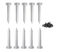 10 Pack Railway Sleeper Brackets with Screws, Heavy Duty Metal Jagged Fence Post Support, Sleepers Stakes for Garden Timber Raised Bed, Pathway Driveway, Retaining Walls Edging Edge