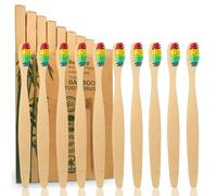 10 Pack Rainbow Bamboo Toothbrushes | Biodegradable & Compostable Eco-Friendly Natural Bamboo Charcoal Toothbrushes | BPA Free Soft Bristles Wooden Toothbrush - 100% RECYCLED PACKAGING (Rainbow)