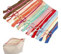 10-Pack Rainbow Zippers for Sewing, Resin Tape Zipper with Plastic Rings, Open Ended Zip in Assorted Sizes, 30CM Invisible Zip for DIY Projects and Crafts