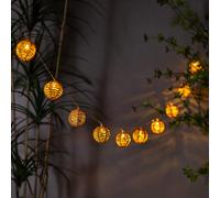 10 Pack Rattan Lantern Solar Garden String Lights Decoration Warm White LED - 1.8m by Bright Garden