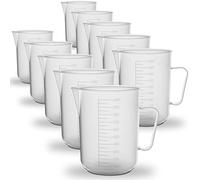 10 Pack - RE-GEN 1000ml (1ltr) Clear Plastic Graduated Container Beaker Measuring Jugs - Ideal for Home, Kitchen, DIY, Laboratory, DIY, Arts & Crafts
