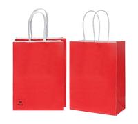 10 Pack Red Paper Party Gift Bags with Handles - Assorted Bright Colors for Birthdays, Weddings, Baby Showers, Hen Nights & More - Perfect for Kids and Adult Party Favors, Treats & Small Gifts!