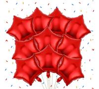 10 Pack Red Star Balloons-18 Inch Star Foil Balloons for Christmas Birthdays Father's Day Engagement Wedding Baby Shower Party Decorations