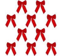 10 Pack Red Velvet Christmas Wreath Bows 9" W X 13" L - Holiday Bows Christmas Decorations - Holiday Decor for Outdoor or Indoor Use - Ideal for Xmas Garland, Large Gifts and Parties