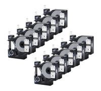 10-Pack Replacement for 18055 Black on White 12mm Compatible with Dymo | 1.5 m Heat Shrink Tube with 3:1 Shrink Ratio Compatible with Industrial Dymo Rhino 1000 3000 4200 5000 and 5200 Printer