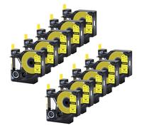 10-Pack Replacement for 18056 Black on Yellow 12mm Compatible with Dymo | 1.5 m Heat Shrink Tube with 3:1 Shrink Ratio Compatible with Industrial Dymo Rhino 1000 3000 4200 5000 and 5200 Printer