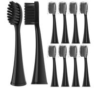 10 Pack Replacement Toothbrush Heads Compatible with Burst Electric Toothbrush, YMPBO Toothbrush Heads for Burst Sonic Toothbrush, Deep Cleaning Bristle Design, Black