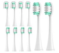 10 Pack Replacement Toothbrush Heads for Aquasonic Black Series/Duo PRO Series/Vibe Series Electric Toothbrush Replacement Head,Food-Grade Soft Nylon Bristles, Curved Shape Design (White)