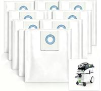 10 Pack Replacement Vacuum Dust Bags, Compatible with Festool CT 36, CTM 36E, CTL 36E Cleantec Series, Fits SC FIS-CT 36/5, Part Number 496186, Disposable Large Capacity Filter Bags, 4-Layer