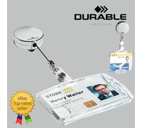 Durable ID Badge Reel Retractable Keyring Heavy Duty Fastener Chrome Pack of 10