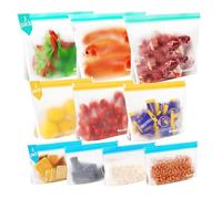 10 Pack Reusable Freezer Bags Dishwasher Safe, Reusable Sandwich Bag, Ziplock Bags Food Reusable Silicone Food Bags, Fresher for Longer Bags Reusable for Keeping Sandwich, Snack, Fruit, Veg