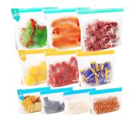 10 Pack Reusable Freezer Bags, ReaGold Reusable Sandwich Bag, Silicone Food Bags Ziplock Bags, Gallon Bag for Keeping Lunch, Sandwich, Snack, Fruit, Veg Fresh for Longer