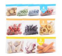 10 Pack Reusable Freezer Bags with Expandable Bottom - Ziplock Sandwich Bags Stand Up, BPA-Free Extra Thick Gallon Freezer Storage Bags for Fruits, Meats, Vegetables, Snacks, and Essentials