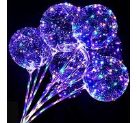 10 Pack Reusable LED Balloons, Clear Light Up Balloons with Sticks + Air Pump, Colorful Party Balloon Sets for Party, Birthday, Wedding, Decoration