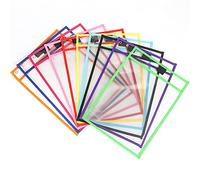 10 Pack Reusable Write and Wipe Clean Pockets, 10 Pcs Multicolored Dry Erase Pocket, Dry Erase Pockets Set for Classroom Organization Teaching, Office, Home Education, Assorted Colors