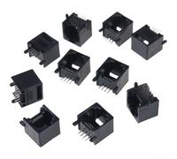 10 Pack RJ45 8P8C Female Ethernet Socket PCB Mount for Computer Network Internet Wiring Grey(Black)