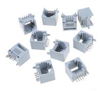 10 Pack RJ45 8P8C Female Ethernet Socket PCB Mount for Computer Network Internet Wiring Grey(Gray)