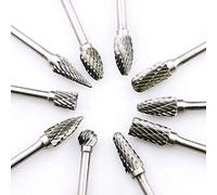 10 Pack Rotary Burr Set Carving Tool For Metal Wood Woodworking Engraving Drilling Grinding Head for Rotary Tools Tungsten Carbide Steel Solid Twist Dril Bit