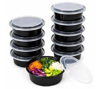 10 Pack Round Meal Prep Containers With Lids 32oz / 909ml - Microwave Safe Food Storage Containers, Reusable Plastic Lunch & Batch Cooking Pots