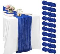 10 Pack Royal Blue Cheesecloth Table Runner 10FT Boho Gauze Fabric Table Runner Vintage Rustic Sheer Runners for Wedding Party Bridal Baby Shower Long Table Decorations
