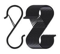 10 Pack S Hooks for Hanging Black S Hooks Heavy Duty Metal Hook with Safety Buckle Design for Pan Utensil Closet Rod Outdoor Lights Kitchenware Bathroom Garden Office Plant Black