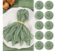 10 Pack Sage Green Cheesecloth Napkins 50x50CM Boho Washable Cloth Napkins Set of 10 Wrinkled Cheese Cloth Napkins Gauze Dinner Table Napkin for Wedding Party Baby Shower Birthday Decor