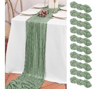 10 Pack Sage Green Cheesecloth Table Runner, 10FT Long Boho Gauze Runner for Birthday Party Festival Wedding Decoration
