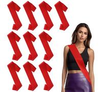 10 Pack Sash Blank Satin Sash Plain Sash Pageant Party Favors Red Sash Sash Satin Sash Sashes Chair Sashes, Prom Queen Sash, Make Your Own Sash for Birthday, Wedding, Beauty Pageant, Hen Party