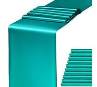 10 Pack Satin Teal Table Runners 12 x 108 Inches - WENSINL Turquoise Table Runner for Party Wedding Birthday Christmas Anniversary New Year Banquet Meeting Events Decorations