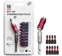 10-Pack Screwdriver Bit Set, 20 Degree Adjustable Pivoting Bit Holder with 9PCS Screwdriver Bits, 1/4 Inch Hex Shank Magnetic Pivot Drill Bit Holder for Tight Spaces or Corners